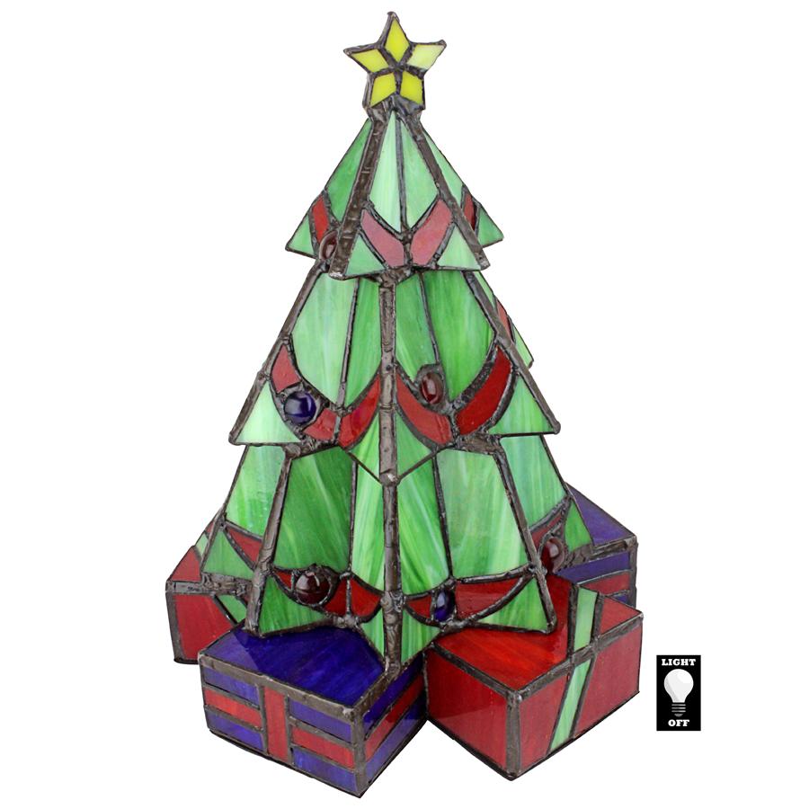 Illuminated Stained Glass Christmas Tree Lamp: Medium