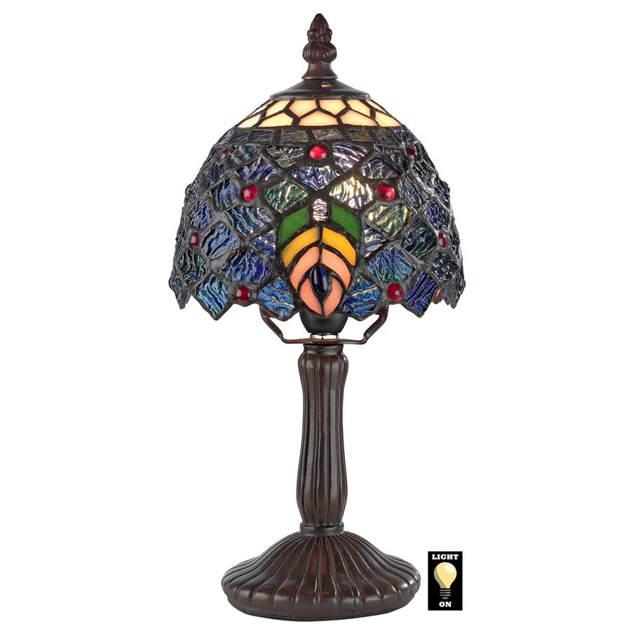 Ravishing Peacock Petite Tiffany-Style Table Lamp