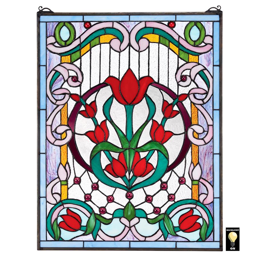 Tulip Treasure Tiffany-Style Stained Glass Window