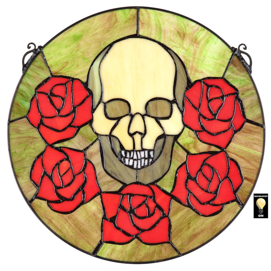 Beauty and Decay Gothic Skull Stained Glass Window