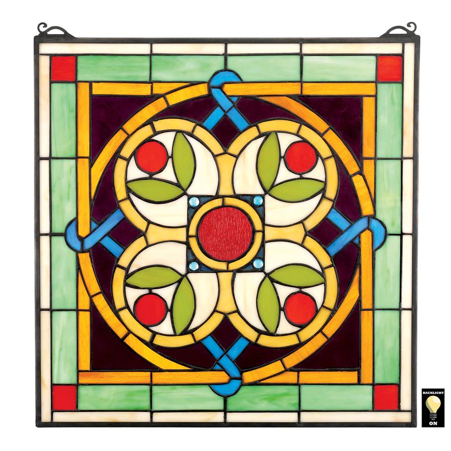 Celtic Floral Quatrefoil Stained Glass Window