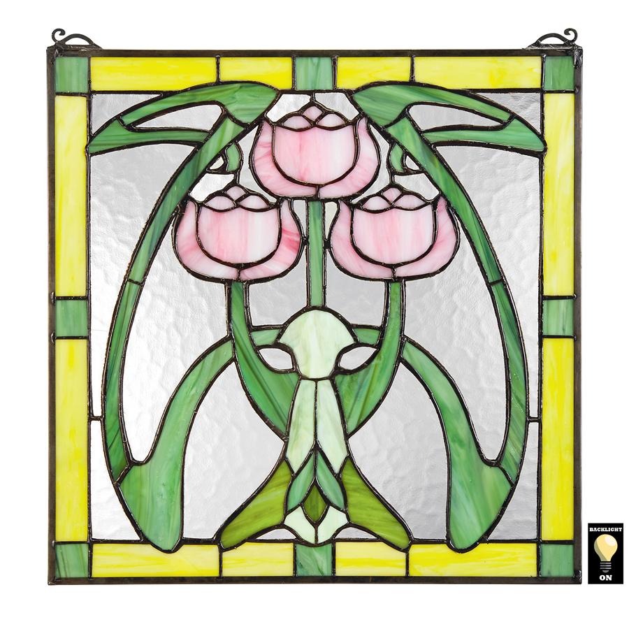 Glasgow Basket Tiffany-Style Stained Glass Window