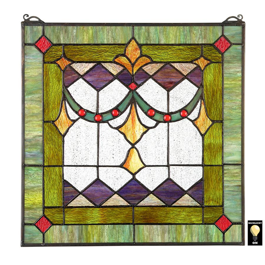 Victorian Swag Tiffany-Style Stained Glass Window