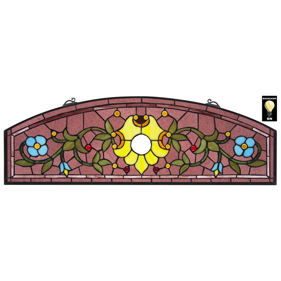 Ambrosia Demi-Lune Tiffany-Style Stained Glass Window