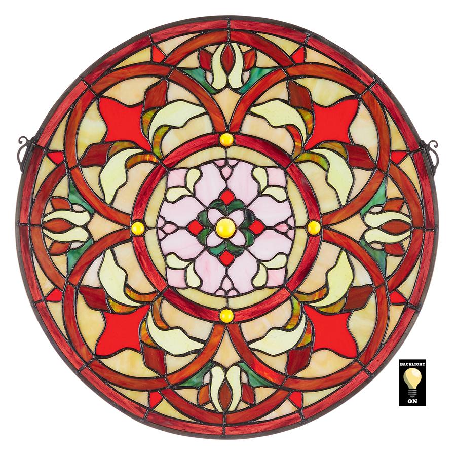 Baroque Floral Medallion Tiffany-Style Stained Glass Window