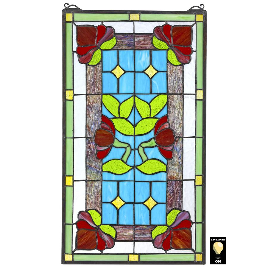 Red Anemone Tiffany-Style Stained Glass Window