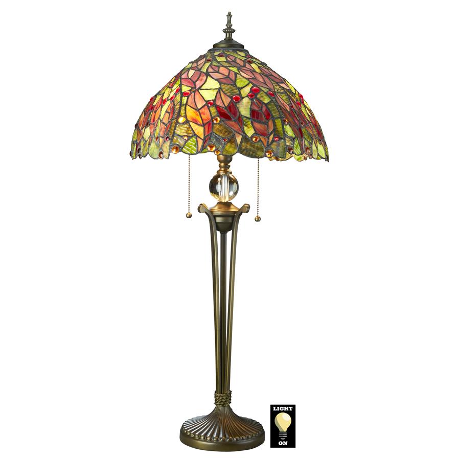 Croton Leaves Tiffany-Style Stained Glass Lamp