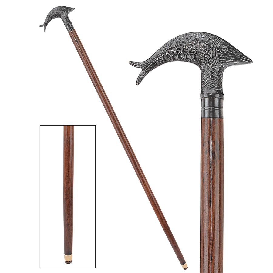 Dolphin Derby Handled Solid Hardwood Walking Stick