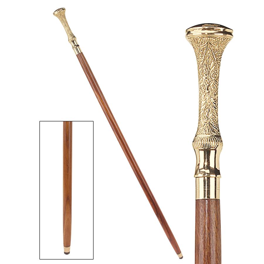 Empress Collection: Kingsley Brass Solid Hardwood Walking Stick