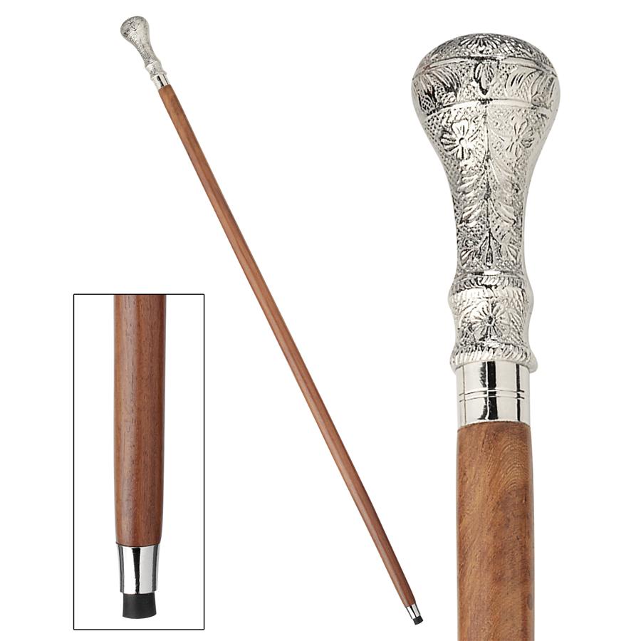 Empress Collection: Hambleton Chrome Solid Hardwood Walking Stick