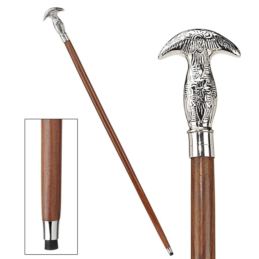 Double-Hooked Knob Handle Solid Hardwood Walking Stick