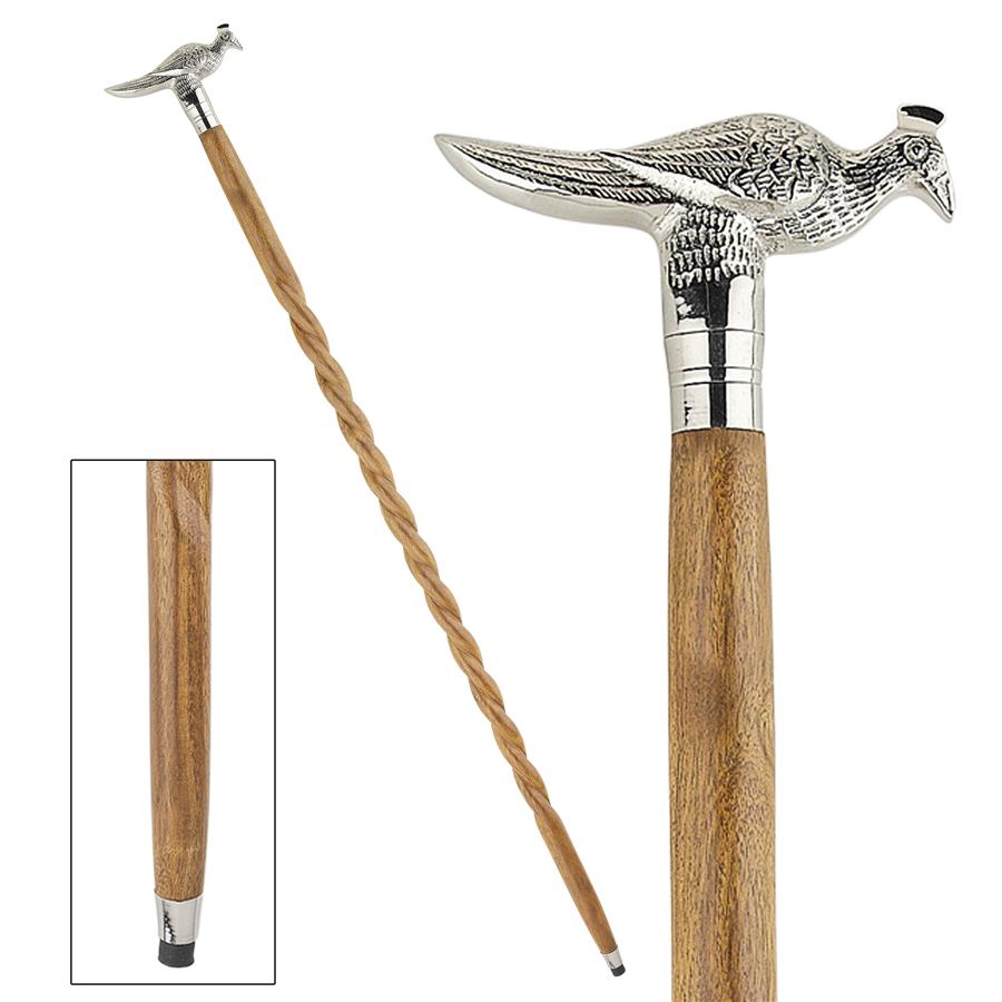 Empress Collection: Proud Peacock Solid Hardwood Walking Stick