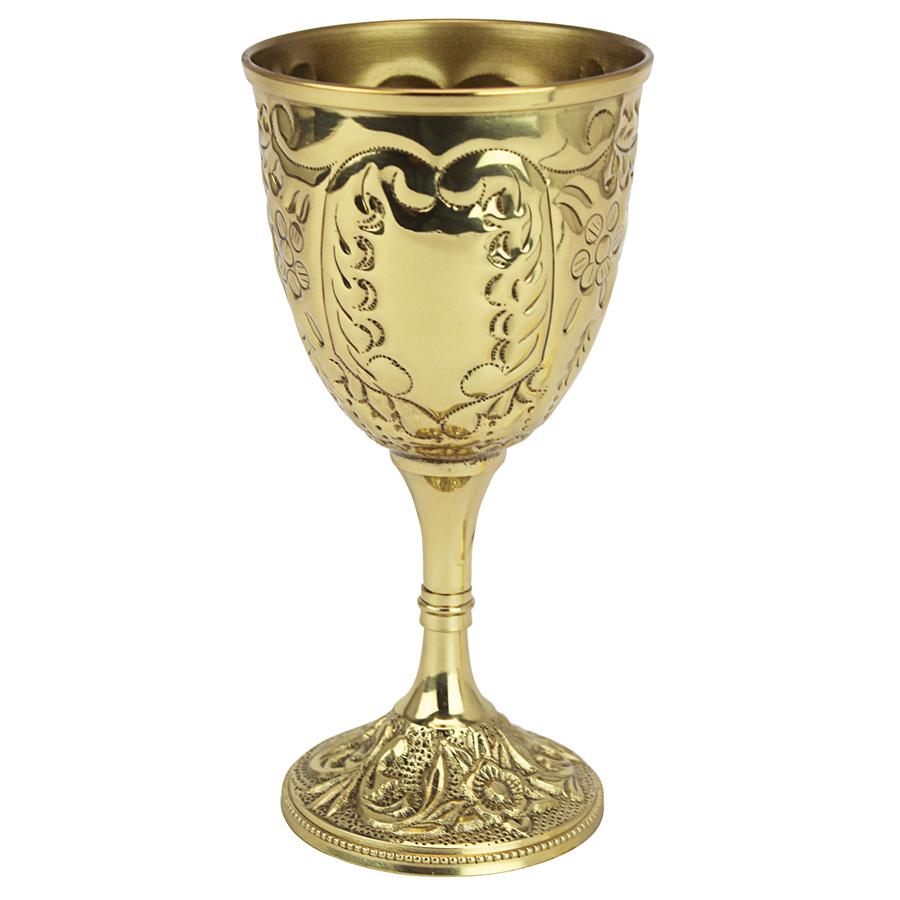 The King's Royal Chalice Embossed Brass Goblet: Each