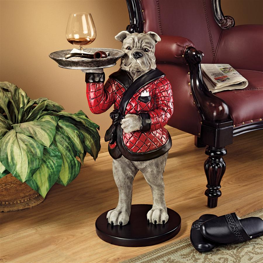 Rex the Bachelor Bulldog Butler Sculptural Pedestal Table