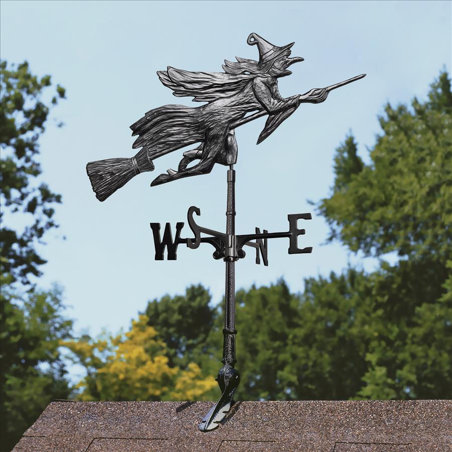 Windblown Wicked Witch Metal Weathervane: Roof Mount