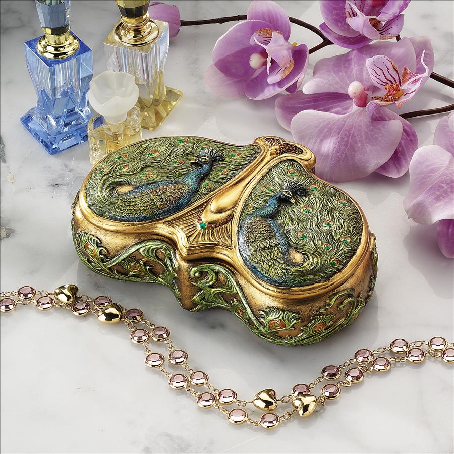 Art Nouveau Twin Peacock Jewel Box