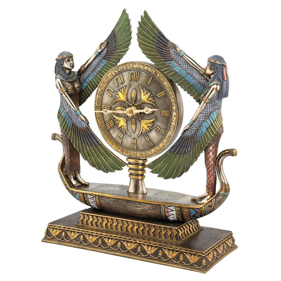 Wings of Isis Egyptian Revival Sculptural Clock