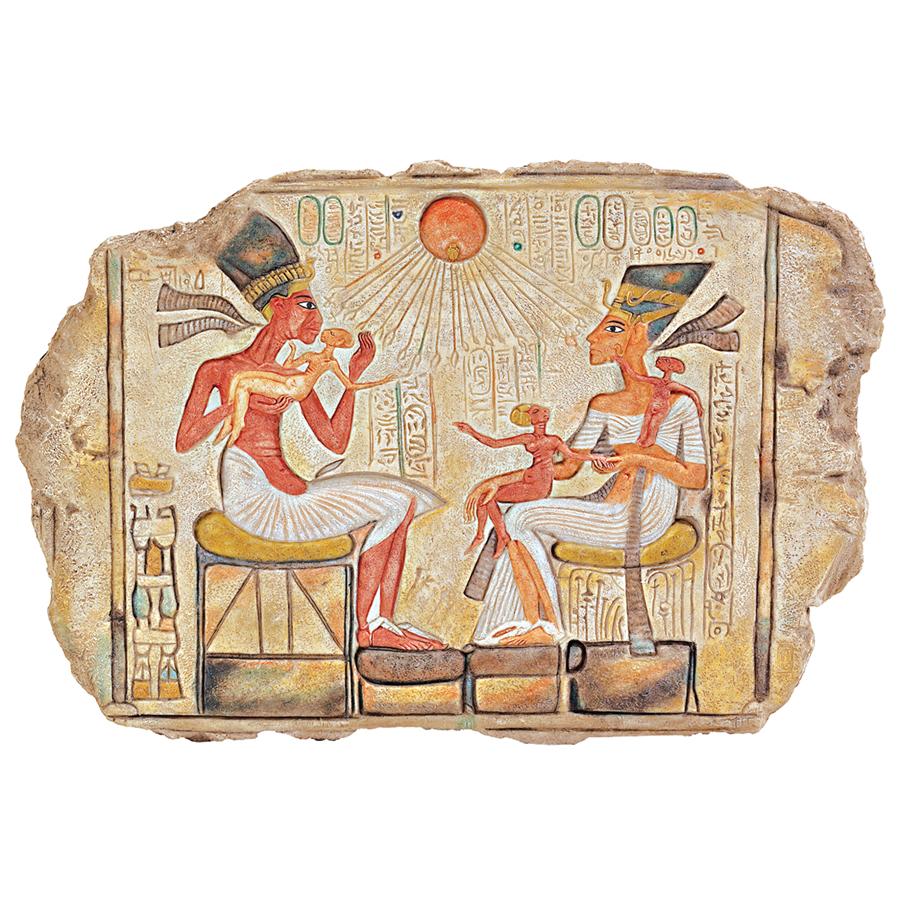 King Akhenaton, Nefertiti and Daughters Stele Wall Sculpture