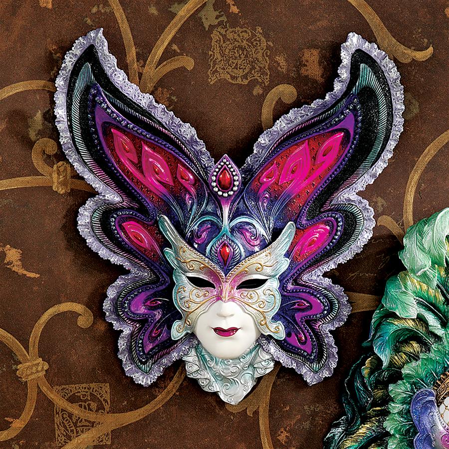 Maidens of Mardi Gras Mask Wall Sculpture: Butterfly Maiden
